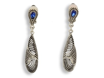 Klipsy do uszu srebrne z chabrowym oczkiem