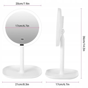ЗЕРКАЛО ДЛЯ МАКИЯЖА СО СВЕТОДИОДНОЙ ПОДСВЕТКОЙ И 10-Х Х УВЕЛИЧЕНИЕМ