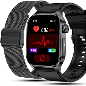 SMARTWATCH MĘSKI Zegarek EKG FUNKCJA POMIARU CUKRU AMOLED CIŚNIENIE ROZMOWY