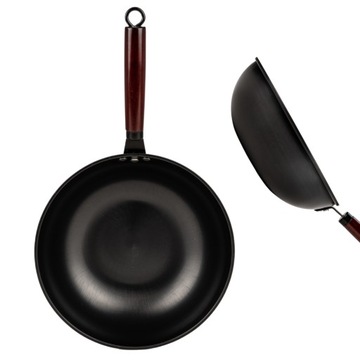 PATELNIA WOK ZE STALI WĘGLOWEJ GŁĘBOKA 30CM INDUKCJA GAZ NON-STICK