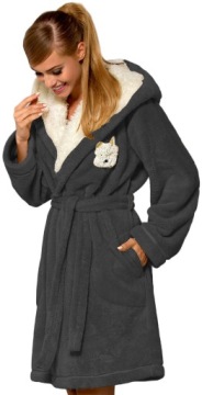 КОРОТКИЙ ХАЛАТ ЖЕНСКИЙ ПУХОВЫЙ С СОБАКОЙ ROOMKA S