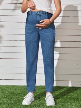 SHEIN MATERNITY SPODNIE JEANSY DAMSKIE CIĄŻOWE NIEBIESKIE L 456