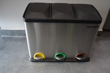 SONGMICS Контейнер для сортировки мусора 3x15л, серебристый