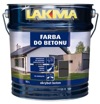LAKMA AKRYBET BETON Farba do Betonu Akrylowa Trwała Mocna - Grafitowy 10L