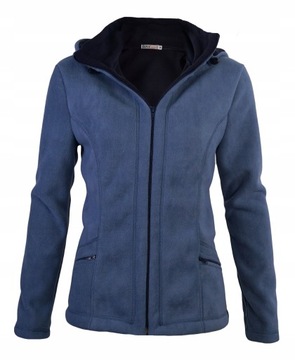 Bluza polarowa damska ciepła polar rozpinany Active z kapturem jeansowa L