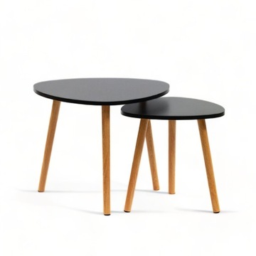Stoliki kawowe skandynawskie LOFT Czarne Komplet Stolik x2 do salonu