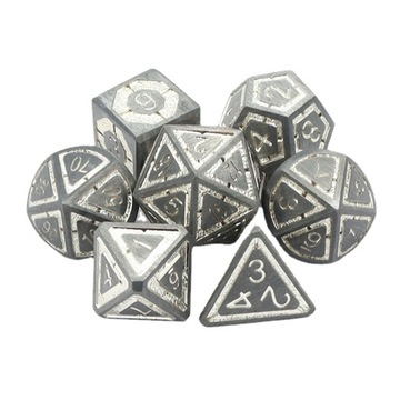 WEHIKUŁ CZASU ZESTAW 7 METALOWYCH KOŚCI RPG