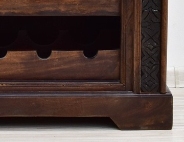 Komoda na wino kolonialna lite drewno akacja indyjska ręcznie rzeźbiona