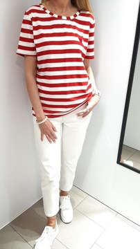 COCOMORE T- shirt Bluzka w Paski z Sercem Czerwony + Biały 40/L NEW