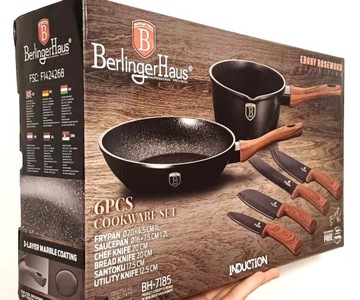 Кухонный набор Berlinger Haus bh 7185, 6 предметов - ножи, сковорода, кастрюля