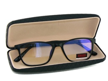 MĘSKIE OKULARY ZERÓWKI Z FILTREM BLUE LIGHT ANTYREFLEKSEM DO KOMPUTERA ETUI