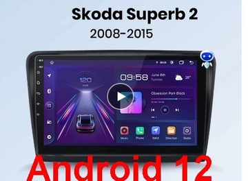 Radio 10' Skoda SUPERB 2 ANDROID 12 GPS Wifi 2/32G
