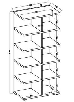 КНИЖНЫЙ ШКАФ МИНА 05 - 83 x 30 x 184 OTITO