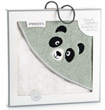 ZWOLTEX ręcznik z kapturkiem PANDA alabaster 90x90 BAWEŁNA egipska PREZENT