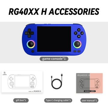 Игровая консоль RG40XX H в стиле ретро, ​​с RGB-подсветкой, 4,0-дюймовым IPS-экраном, 64 ГБ