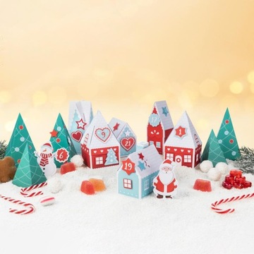 KALENDARZ ADWENTOWY DOMKI KOLOROWE ŚWIĘTA DIY