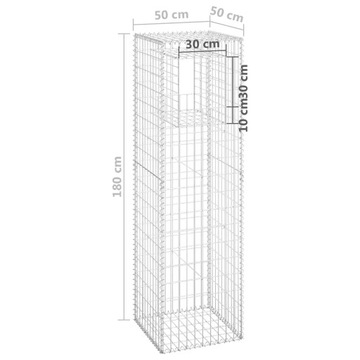VidaXL Габионный столб, 50x50x180 см, железо