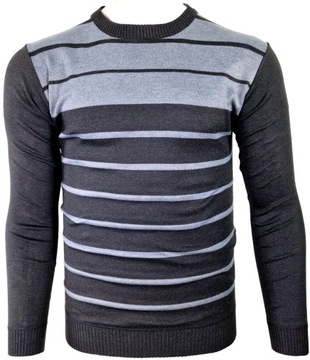 SWETER MĘSKI Z DODATKIEM WEŁNY _ O51 PASKI r. XXL