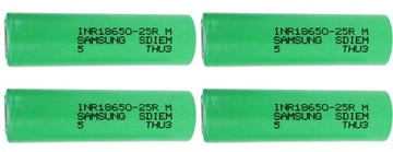 AKUMULATOR LITOWO JONOWY WYSOKOPRĄDOWY INR 18650 25R SAMSUNG 2500 mAh 4 szt