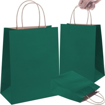 TORBA PAPIEROWA ZIELONA A4 240/100/320 100 SZT TOREBKA EKO NA PREZENT
