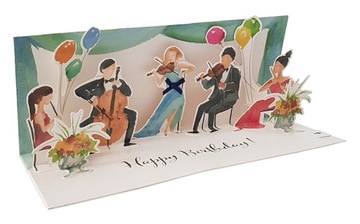 GRAJACA ORKIESTRA kartka 3D z muzyka na urodziny