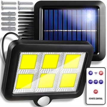 LAMPA SOLARNA Z CZUJNIKIEM RUCHU ZMIERZCHU LED ZEWNĘTRZNA OGRODOWA + PILOT