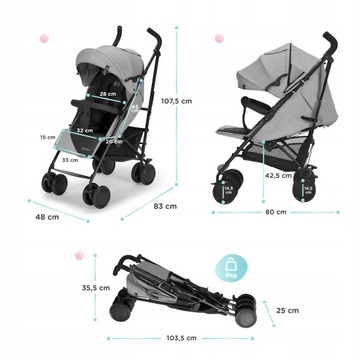 ЛЕГКАЯ коляска-коляска Зонт 22 кг Kinderkraft SIESTA PINK