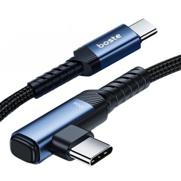 BOSTE SZYBKI I MOCNY KABEL KĄTOWY PRZEWÓD USB-C DO TYPE-C 100W PD QC 2M