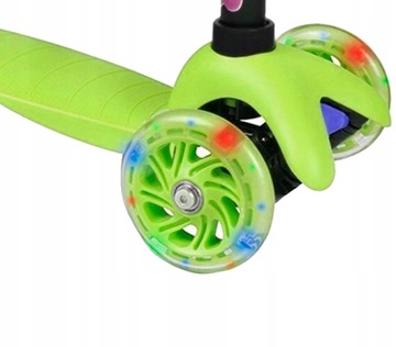 ТРЕХКОЛЕСНЫЙ ДЕТСКИЙ САМОКАТ TOBBI-TOYS БАЛАНСИРОВАНИЕ КОЛЕСА LED ЗЕЛЕНЫЙ