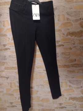 (36/S) ZARA/Czarne legginsy, spodnie, rurki