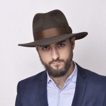 Kapelusz męski fedora HARRISON podszewka 59 brąz