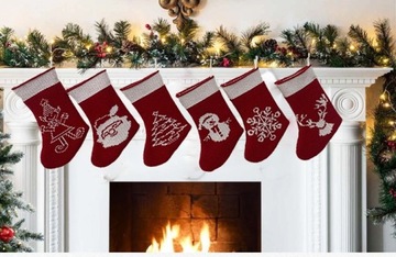 РОЖДЕСТВЕНСКИЕ носки для подарков, камин, 6 шт, 20 см