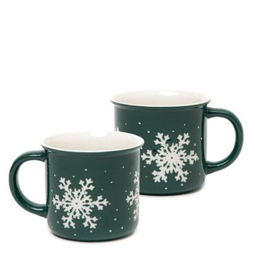 Kubek zielony ze śnieżynkami Homla kubki porcelanowe zestaw kubków 2 szt.