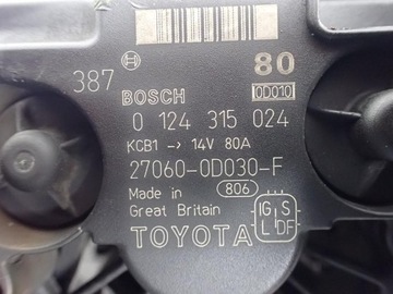 ALTERNÁTOR 0124315024 27060-0D030 TOYOTA COROLLA IX E12 1.4 VVT-I 4ZZ 03R