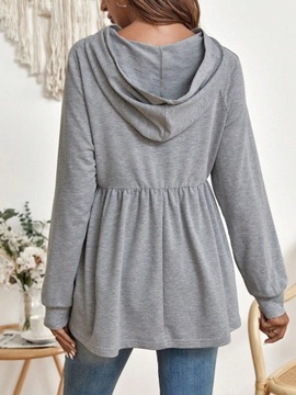 СЕРАЯ ТОЛСТОВКА ДЛЯ МАТЕРИАЛОВ, ТОНКАЯ, КАПЮШОН, ПУБЛИЧНАЯ ПЛАТЬЯ, ДЛИННЫЙ РУКАВ, SHEIN 40