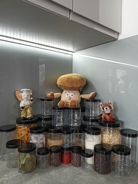 POJEMNIK PLASTIKOWY NA ŻYWNOŚĆ MAKARON SŁOIK 1000ML 2 SZTUKI + NAKLEJKI