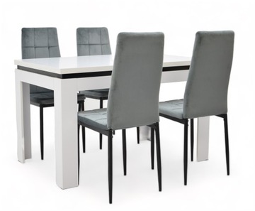 Stół rozkładany 80x120/160 cm 4 krzesła tapicerowane welur WYBÓR KOLORÓW