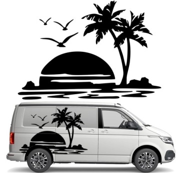 Nálepka Grafika na karavan auto přívěs Palmy Slunce Sun Beach 90x130