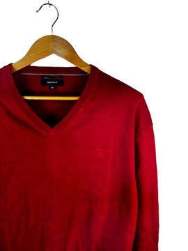 Sweter w serek Gant czerwony z logiem 3XL