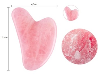 МАССАЖЕР ДЛЯ ЛИЦА, РОЗОВЫЙ КВАРЦ, ПЛАСТИНЫ ГУА ША