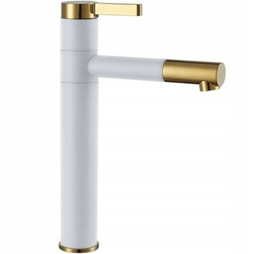 Bateria Umywalkowa Biała Wysoka Smart White Gold