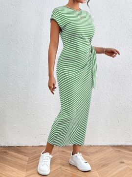 Summer Casual Women Striped Long Dresses Fashion H