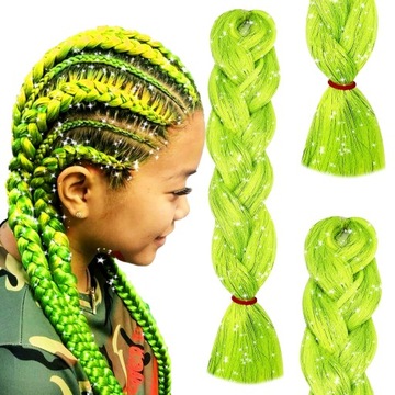 Набор синтетических волос с красочными блестящими косами, 6 шт., искусственные