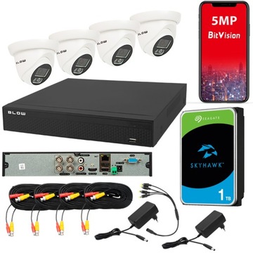 Zestaw MONITORINGU FullCOLOR 4 kamery 5MP dysk 1TB