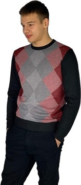 Y2905 Pierre Cardin Crew Argyle Knitted Jumper SWETER MĘSKI 4xL