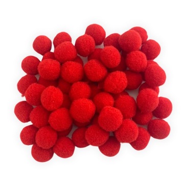 POMPONY KOLOROWE CZERWONE POMPONIKI 60 szt 1,5cm
