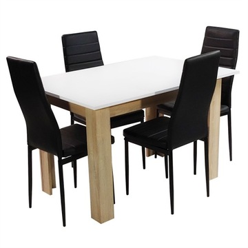Zestaw stół Modern 120 SW 4 czarne krzesła Nicea