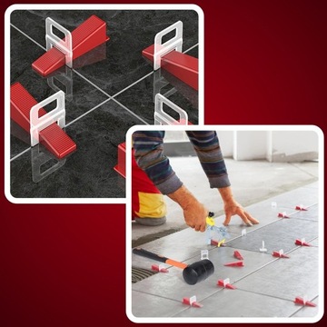 НАБОР ДЛЯ ВЫРАВНИВАНИЯ ПЛИТКИ ЗАЖИМЫ 1 ММ 500 ШТ. + 100 КЛИНЕЙ