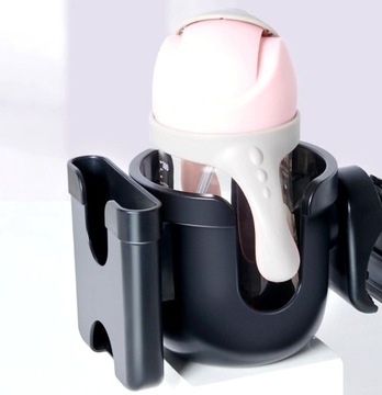 Держатель на тележке для бутылки-чашки, черный. Универсальная бутылочка для телефона 2-в-1.