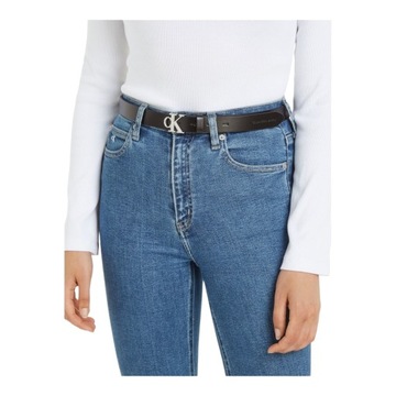 CALVIN KLEIN DAMSKI PASEK DO SPODNI ROUND MONO PLAQUE LTHR BELT CZARNY r.90